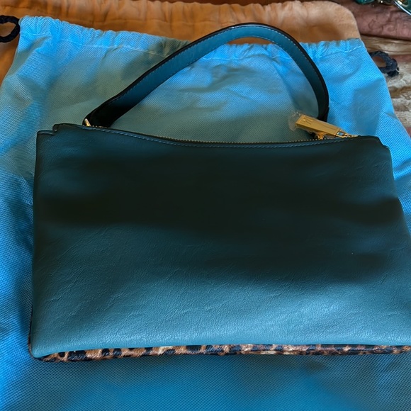 Antonio Melani Calf Hair Leopard Print and aqua green Shoulder Bag and handbag - Picture 2 of 4